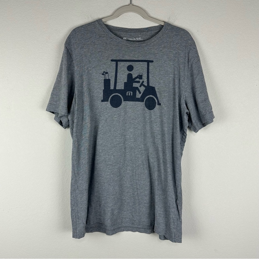 Travis Mathew Gray Short Sleeve Beer Golf Cart Graphic Golfing Shirt Size Large